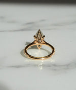 Load image into Gallery viewer, 14k Solid Yellow Gold Engagement Ring,2.25 CT Marquise Cut Moissanite,6 Claw Prongs,Lovely Petal Setting,1.8 MM Cathedral Band,Trends Setter image 2