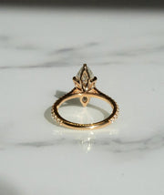 14k Solid Yellow Gold Engagement Ring,2.25 CT Marquise Cut Moissanite,6 Claw Prongs,Lovely Petal Setting,1.8 MM Cathedral Band,Trends Setter image 2