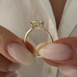 Load image into Gallery viewer, 3 Carat Emerald Cut E VVS2 Lab Grown Diamond Bezel Set Solitaire Ring / Art Deco Emerald Diamond Ring / 14k Gold Cathedral Engagement Ring image 3