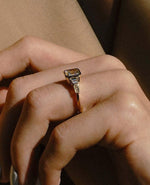 Load image into Gallery viewer, 3.0tcw Asscher lab grown diamond ring with a full bezel setting and side stone detailing, IGI certified. A perfect forever engagement ring or wedding ring, designed to blend contemporary minimalism with classic Art Deco-inspired sparkle for women who value refined elegance.