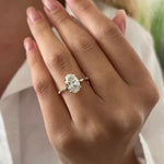 Load image into Gallery viewer, 2 Carat Oval Lab Diamond E VVS2 Thin Engagement Ring / Minimalist Marquise Band Engagement Ring in 14k Yellow Gold / Dainty 2ct Oval Ring image 1