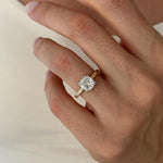 Load image into Gallery viewer, UNIQUE 2 Carat Cushion Lab Grown Diamond Hidden Halo Engagement Ring , Side Pave Diamonds Shank , Two Tone Proposal Ring , D VVS2 IGI Cert image 7