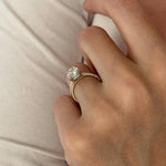 Load image into Gallery viewer, UNIQUE 2 Carat Cushion Lab Grown Diamond Hidden Halo Engagement Ring , Side Pave Diamonds Shank , Two Tone Proposal Ring , D VVS2 IGI Cert image 3