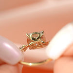 Load image into Gallery viewer, 2CT princess hidden-halo solitaire, leaf vine band, solid gold, lab-grown or moissanite image 3