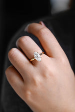 Load image into Gallery viewer, Tulip Set Marquise Cut Moissanite Engagement Ring, Cathedral Setting Wedding Ring, Marquise Affordable Engagement Ring, Anniversary Ring image 9