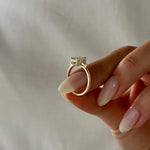 Load image into Gallery viewer, 1.5 Carat Emerald Cut E VVS2 Lab Grown Diamond Three Stone Ring / 1.8 Carat Total / Emerald and Pear Cut 3 Stone Ring / Trilogy Ring / Triad image 5