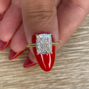 3 Carat Elongated Cushion Cut Lab Grown Diamond Solitaire Engagement Ring / IGI Certified E-VVS2 / 14k Yellow Gold image 3