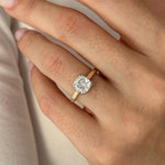 Load image into Gallery viewer, UNIQUE 2 Carat Cushion Lab Grown Diamond Hidden Halo Engagement Ring , Side Pave Diamonds Shank , Two Tone Proposal Ring , D VVS2 IGI Cert image 2