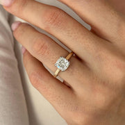 UNIQUE 2 Carat Cushion Lab Grown Diamond Hidden Halo Engagement Ring , Side Pave Diamonds Shank , Two Tone Proposal Ring , D VVS2 IGI Cert image 2