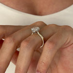 Load image into Gallery viewer, UNIQUE 2 Carat Cushion Lab Grown Diamond Hidden Halo Engagement Ring , Side Pave Diamonds Shank , Two Tone Proposal Ring , D VVS2 IGI Cert image 5