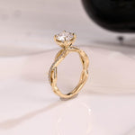 Load image into Gallery viewer, Solid Gold Twisted Band Round Cut Moissanite Engagement Ring, Infinity Promise Ring, Dainty Proposal Ring, Anniversary Gifts for Women Wife image 8
