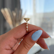 3.00 Ct Lab-Grown Diamond Oval Engagement Ring: Gold Bezel Set with Marquise Accents image 3