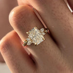Load image into Gallery viewer, 2 Carat Radiant Lab Grown Diamond Nature Inspired Ring / Radiant Twig Lab Diamond Ring / 18k gold Leaf and Branch Ring / Unique Nature Ring image 6