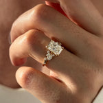 Load image into Gallery viewer, 2 Carat Radiant Lab Grown Diamond Nature Inspired Ring / Radiant Twig Lab Diamond Ring / 18k gold Leaf and Branch Ring / Unique Nature Ring image 3