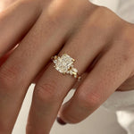 Load image into Gallery viewer, 2 Carat Radiant Lab Grown Diamond Nature Inspired Ring / Radiant Twig Lab Diamond Ring / 18k gold Leaf and Branch Ring / Unique Nature Ring image 1