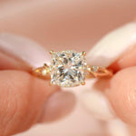 Load image into Gallery viewer, 2CT princess hidden-halo solitaire, leaf vine band, solid gold, lab-grown or moissanite image 4