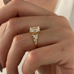 Load image into Gallery viewer, 2 Carat Radiant Lab Grown Diamond Nature Inspired Ring / Radiant Twig Lab Diamond Ring / 18k gold Leaf and Branch Ring / Unique Nature Ring image 2