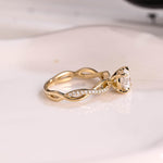 Load image into Gallery viewer, Solid Gold Twisted Band Round Cut Moissanite Engagement Ring, Infinity Promise Ring, Dainty Proposal Ring, Anniversary Gifts for Women Wife image 7