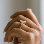 Load image into Gallery viewer, Pear Cut Moissanite Engagement Ring: Three Stone 925 Sterling Silver image 5
