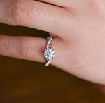 Load image into Gallery viewer, Solid Gold Twisted Band Round Cut Moissanite Engagement Ring, Infinity Promise Ring, Dainty Proposal Ring, Anniversary Gifts for Women Wife image 2