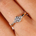 Load image into Gallery viewer, Round cut diamond ring with a 3 stone setting for a sophisticated touch.