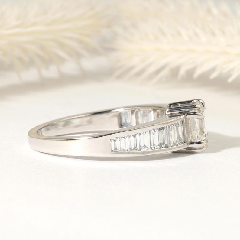 Asscher & Baguette Lab Grown Diamond Engagement Ring, 14K Gold image 4