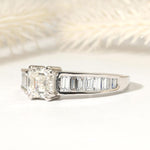 Load image into Gallery viewer, Asscher &amp; Baguette Lab Grown Diamond Engagement Ring, 14K Gold image 2
