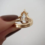 Load image into Gallery viewer, Big Size Diamond Statement Ring 18k Solid Gold Moissanite Pear Cut Split Shank Ring, Party ring image 5