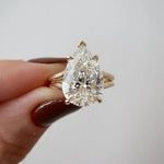 Load image into Gallery viewer, Big Size Diamond Statement Ring 18k Solid Gold Moissanite Pear Cut Split Shank Ring, Party ring image 2