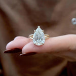 Load image into Gallery viewer, Big Size Diamond Statement Ring 18k Solid Gold Moissanite Pear Cut Split Shank Ring, Party ring image 3
