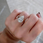 Load image into Gallery viewer, Double Split Shank Band | Luxury Moissanite Ring | Best Couple Choice Ring • Pear Cut Moissanite • Wedding Ring Set • 18k Solid Gold Jewelry