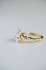 Load image into Gallery viewer, Pear Cut Moissanite Engagement Ring: Three Stone 925 Sterling Silver image 3