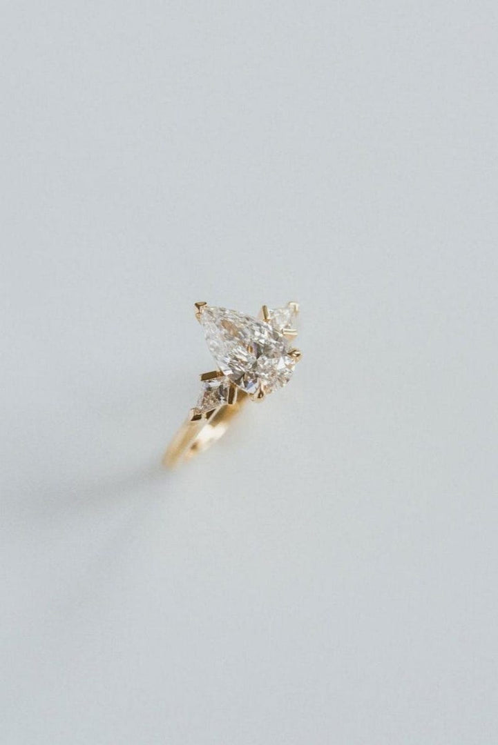 Pear Cut Moissanite Engagement Ring: Three Stone 925 Sterling Silver image 6