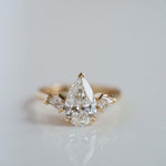 Load image into Gallery viewer, Pear Cut Moissanite Engagement Ring: Three Stone 925 Sterling Silver image 1
