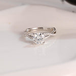 Load image into Gallery viewer, Solid Gold Twisted Band Round Cut Moissanite Engagement Ring, Infinity Promise Ring, Dainty Proposal Ring, Anniversary Gifts for Women Wife image 4