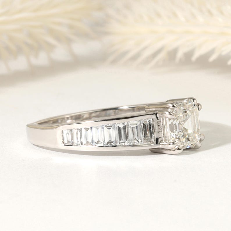 Asscher & Baguette Lab Grown Diamond Engagement Ring, 14K Gold image 5