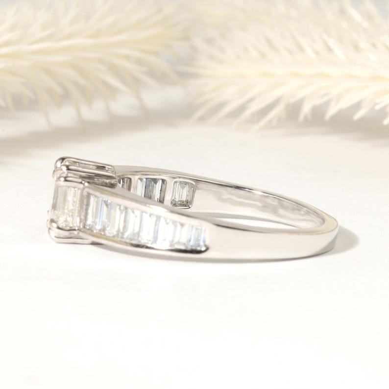 Asscher & Baguette Lab Grown Diamond Engagement Ring, 14K Gold image 3