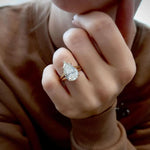 Load image into Gallery viewer, Big Size Diamond Statement Ring 18k Solid Gold Moissanite Pear Cut Split Shank Ring, Party ring image 4