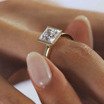 Load image into Gallery viewer, Forever One Ring, Single Diamond Ring, Low Profile Ring, Only You Love Ring, Square Cut Ring, Fake Diamond Rings, Bridal Ring