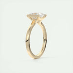 Load image into Gallery viewer, 2 CT Princess Cut Half Bezel Solitaire Ring, 14K Gold Princess Bar Setting Ring, Bezel Set Princess Promise Ring, 925 Silver Daily Wear Ring