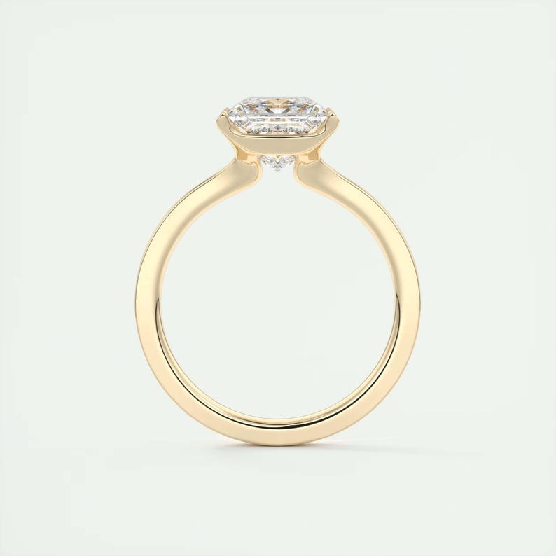 Princess Cut Ring, Solitaire Ring, Yellow Gold Ring, Gift for Her, Square Diamond Ring, Ring for Women,