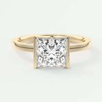 Load image into Gallery viewer, Princess cut, moissanite ring, minimalist ring, half bezel ring, 2ct diamond ring, bridal ring, bezel set princess