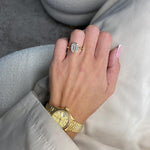 Load image into Gallery viewer, 3 Carat Emerald Cut Lab Grown Diamond Engagement Ring | 14K Gold Bezel | IGI Certified image 3