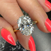 Two Tone Oval Cut 4 carat E Color VVS2 Clarity IGI Certified Oval Excellent Cut Lab Grown Diamond Solitaire Engagement Ring 14k Gold image 1