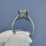 Load image into Gallery viewer, 2.5ct Moissanite Engagement Ring: Round Hidden Halo, Pave Band Luxury Ring Gold Platinum Jewelry image 1