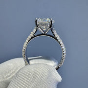2.5ct Moissanite Engagement Ring: Round Hidden Halo, Pave Band Luxury Ring Gold Platinum Jewelry image 1