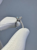 Load image into Gallery viewer, 2.5ct Moissanite Engagement Ring: Round Hidden Halo, Pave Band Luxury Ring Gold Platinum Jewelry image 3