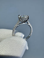 Load image into Gallery viewer, 2.5ct Moissanite Engagement Ring: Round Hidden Halo, Pave Band Luxury Ring Gold Platinum Jewelry image 7