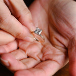 Load image into Gallery viewer, Princess Cut Moissanite Engagement Ring in Solid Gold with Hidden Halo, ZL151 image 5