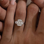 Load image into Gallery viewer, Radiant Cut Lab Created Diamond Three Stone Ring 1–3 CT IGI Certified Anniversary Wedding Ring for Her image 5